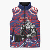 Personalised Samoa Gym Sleeveless Puffer Jacket Muscle Samoan Tribal Waves - Polynesian Pride