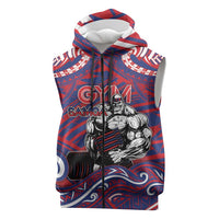 Personalised Samoa Gym Sleeveless Zip Hoodie Muscle Samoan Tribal Waves - Polynesian Pride