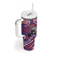 Personalised Samoa Gym Tumbler With Handle Muscle Samoan Tribal Waves DT05 - Polynesian Pride