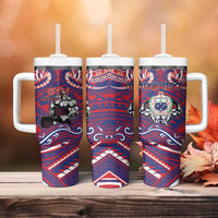 Personalised Samoa Gym Tumbler With Handle Muscle Samoan Tribal Waves DT05 - Polynesian Pride