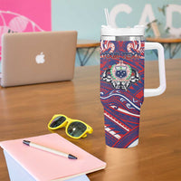 Personalised Samoa Gym Tumbler With Handle Muscle Samoan Tribal Waves DT05 - Polynesian Pride