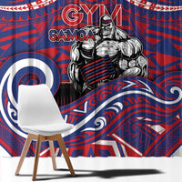 Samoa Gym Window Curtain Muscle Samoan Tribal Waves - Polynesian Pride