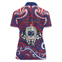 Personalised Samoa Gym Women Polo Shirt Muscle Samoan Tribal Waves - Polynesian Pride