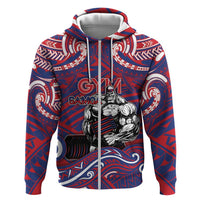 Personalised Samoa Gym Zip Hoodie Muscle Samoan Tribal Waves - Polynesian Pride
