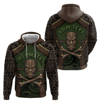 Personalised Hawaii Tiki Pirates Hoodie Kakau Pattern Polynesian Style
