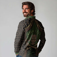 Personalised Hawaii Tiki Pirates Long Sleeve Polo Shirt Kakau Pattern Polynesian Style
