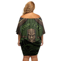 Personalised Hawaii Tiki Pirates Off Shoulder Short Dress Kakau Pattern Polynesian Style DT05 - Polynesian Pride