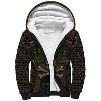 Personalised Hawaii Tiki Pirates Sherpa Hoodie Kakau Pattern Polynesian Style