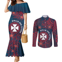 Personalised Wallis And Futuna Couples Matching Mermaid Dress and Long Sleeve Button Shirt Hibiscus Polynesian Tribal Pattern