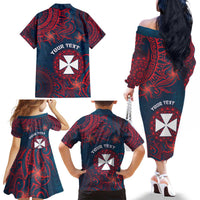 Personalised Wallis And Futuna Family Matching Off The Shoulder Long Sleeve Dress and Hawaiian Shirt Hibiscus Polynesian Tribal Pattern