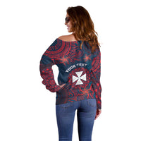 Personalised Wallis And Futuna Off Shoulder Sweater Hibiscus Polynesian Tribal Pattern