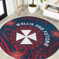 Wallis And Futuna Round Carpet Hibiscus Polynesian Tribal Pattern