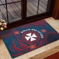 Wallis And Futuna Rubber Doormat Hibiscus Polynesian Tribal Pattern