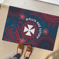 Wallis And Futuna Rubber Doormat Hibiscus Polynesian Tribal Pattern