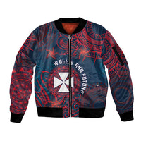 Personalised Wallis And Futuna Sleeve Zip Bomber Jacket Hibiscus Polynesian Tribal Pattern
