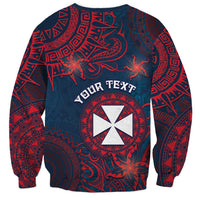Personalised Wallis And Futuna Sweatshirt Hibiscus Polynesian Tribal Pattern