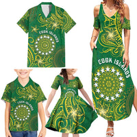 Personalised Cook Islands Family Matching Summer Maxi Dress and Hawaiian Shirt Hibiscus Polynesian Tribal Pattern