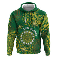 Personalised Cook Islands Hoodie Hibiscus Polynesian Tribal Pattern
