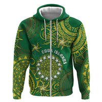 Personalised Cook Islands Hoodie Hibiscus Polynesian Tribal Pattern