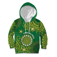 Personalised Cook Islands Kid Hoodie Hibiscus Polynesian Tribal Pattern
