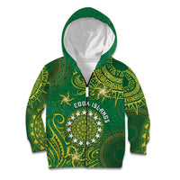Personalised Cook Islands Kid Hoodie Hibiscus Polynesian Tribal Pattern