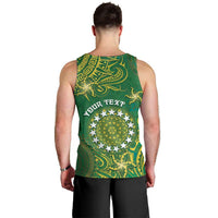 Personalised Cook Islands Men Tank Top Hibiscus Polynesian Tribal Pattern