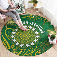 Cook Islands Round Carpet Hibiscus Polynesian Tribal Pattern