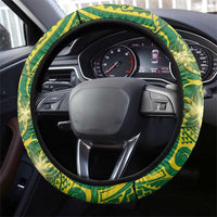 Cook Islands Steering Wheel Cover Hibiscus Polynesian Tribal Pattern