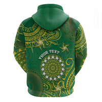 Personalised Cook Islands Zip Hoodie Hibiscus Polynesian Tribal Pattern