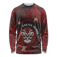 Personalised Easter Island Long Sleeve Shirt Hibiscus Polynesian Tribal Pattern