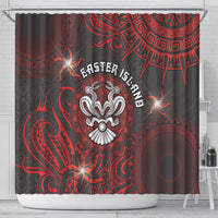 Easter Island Shower Curtain Hibiscus Polynesian Tribal Pattern