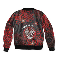Personalised Easter Island Sleeve Zip Bomber Jacket Hibiscus Polynesian Tribal Pattern DT05 - Polynesian Pride