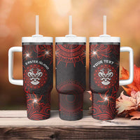Personalised Easter Island Tumbler With Handle Hibiscus Polynesian Tribal Pattern