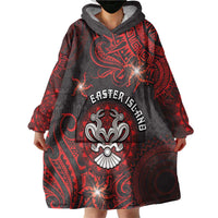 Personalised Easter Island Wearable Blanket Hoodie Hibiscus Polynesian Tribal Pattern