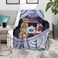 Samoa Christmas Blanket Samoan Siva Dance With Santa - Polynesian Pride