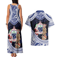 Samoa Christmas Couples Matching Tank Maxi Dress and Hawaiian Shirt Samoan Siva Dance With Santa - Polynesian Pride