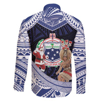 Samoa Christmas Family Matching Off The Shoulder Long Sleeve Dress and Hawaiian Shirt Samoan Siva Dance With Santa - Polynesian Pride