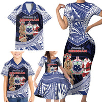 Samoa Christmas Family Matching Short Sleeve Bodycon Dress and Hawaiian Shirt Samoan Siva Dance With Santa - Polynesian Pride