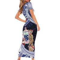 Samoa Christmas Family Matching Short Sleeve Bodycon Dress and Hawaiian Shirt Samoan Siva Dance With Santa - Polynesian Pride