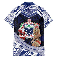 Samoa Christmas Family Matching Tank Maxi Dress and Hawaiian Shirt Samoan Siva Dance With Santa - Polynesian Pride