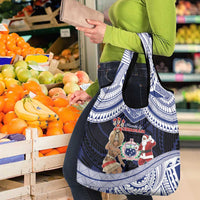 Samoa Christmas Grocery Bag Samoan Siva Dance With Santa - Polynesian Pride