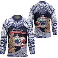 Samoa Christmas Hockey Jersey Samoan Siva Dance With Santa - Polynesian Pride