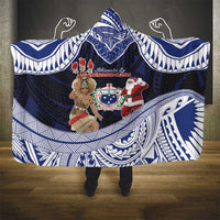 Samoa Christmas Hooded Blanket Samoan Siva Dance With Santa - Polynesian Pride