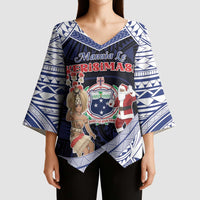 Samoa Christmas Kimono Sleeve Blouse Samoan Siva Dance With Santa - Polynesian Pride