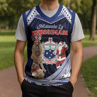 Samoa Christmas Knitted V-Neck Vest Samoan Siva Dance With Santa - Polynesian Pride