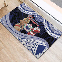 Samoa Christmas Rubber Doormat Samoan Siva Dance With Santa - Polynesian Pride