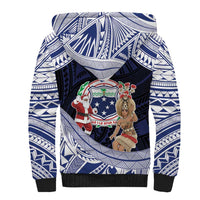 Samoa Christmas Sherpa Hoodie Samoan Siva Dance With Santa - Polynesian Pride