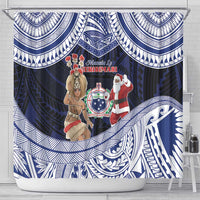 Samoa Christmas Shower Curtain Samoan Siva Dance With Santa - Polynesian Pride
