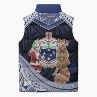 Samoa Christmas Sleeveless Puffer Jacket Samoan Siva Dance With Santa - Polynesian Pride