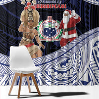 Samoa Christmas Window Curtain Samoan Siva Dance With Santa - Polynesian Pride